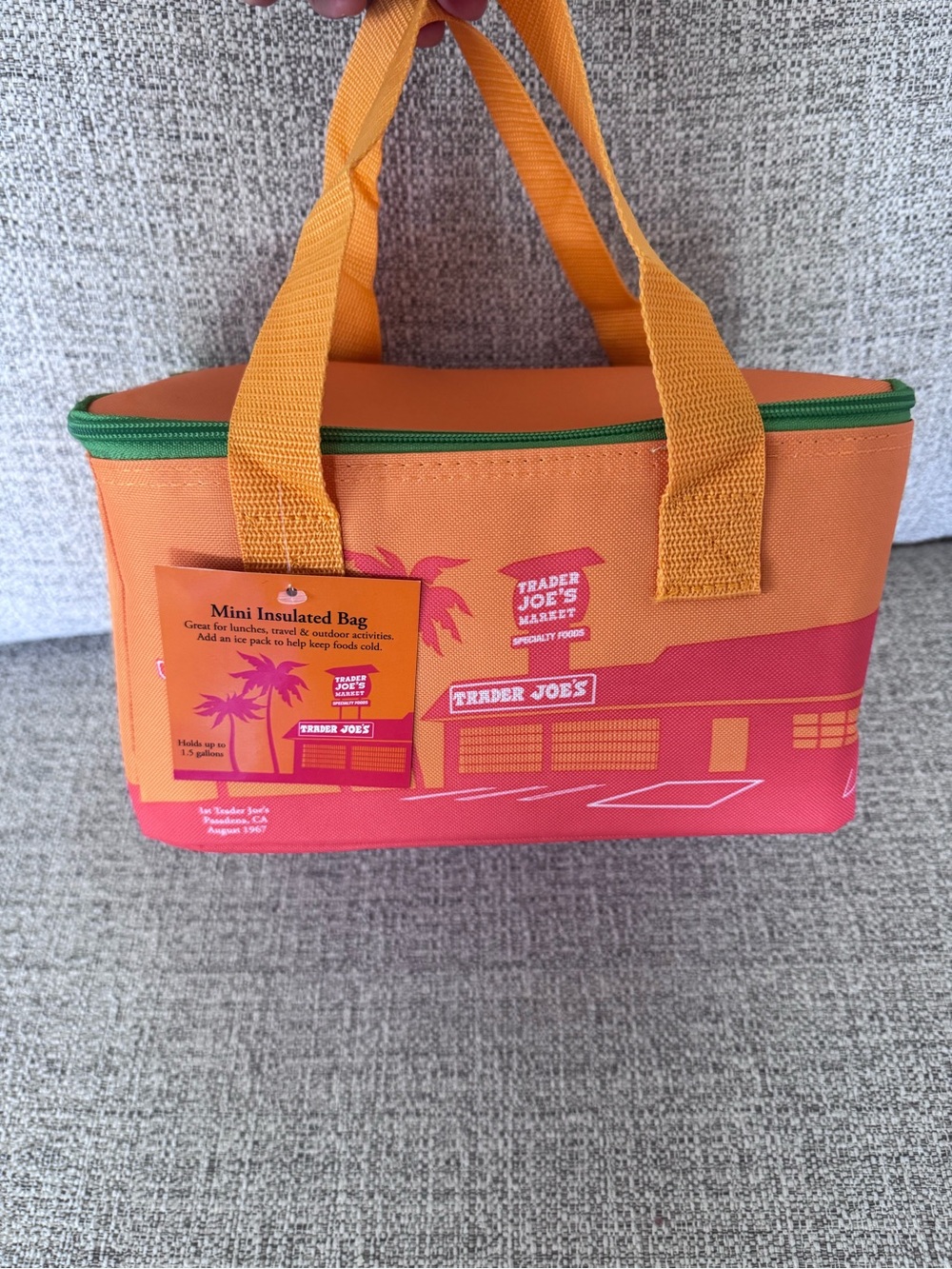 NWT Trader Joe's Orange & Green Pink Mini Insulated Bag